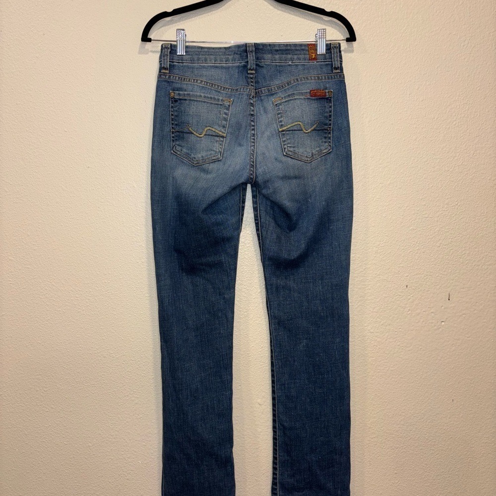 7 For All Mankind Kimmie Straight Leg Jeans Light Wash Size 0/2 - Picture 5 of 7